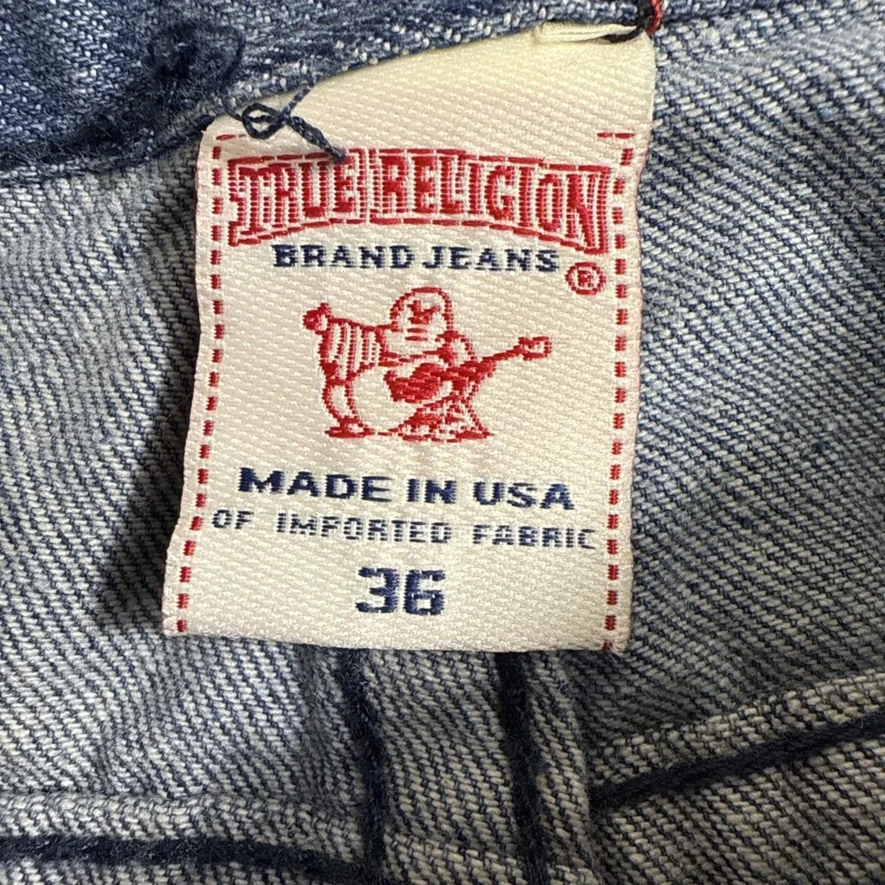 TRUE STRAIGHT RELIGION MEN 36X34 VTG  STYLE 24-870BRBTE Skull PATCH USA JEANS